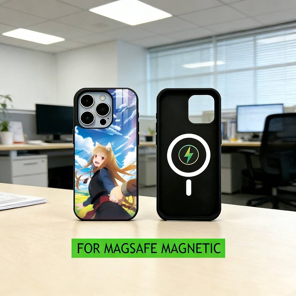 S-Spice and Wolf Anime Phone Case For iPhone17,16,15,14,13,12,11 Plus,Pro Magnetic with Magsafe Wireless Charging