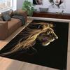 Lion Profile Glow Design Carpet, Black Background Modern Rug. Suitable for use as an anti-slip for living room bedroom sofas