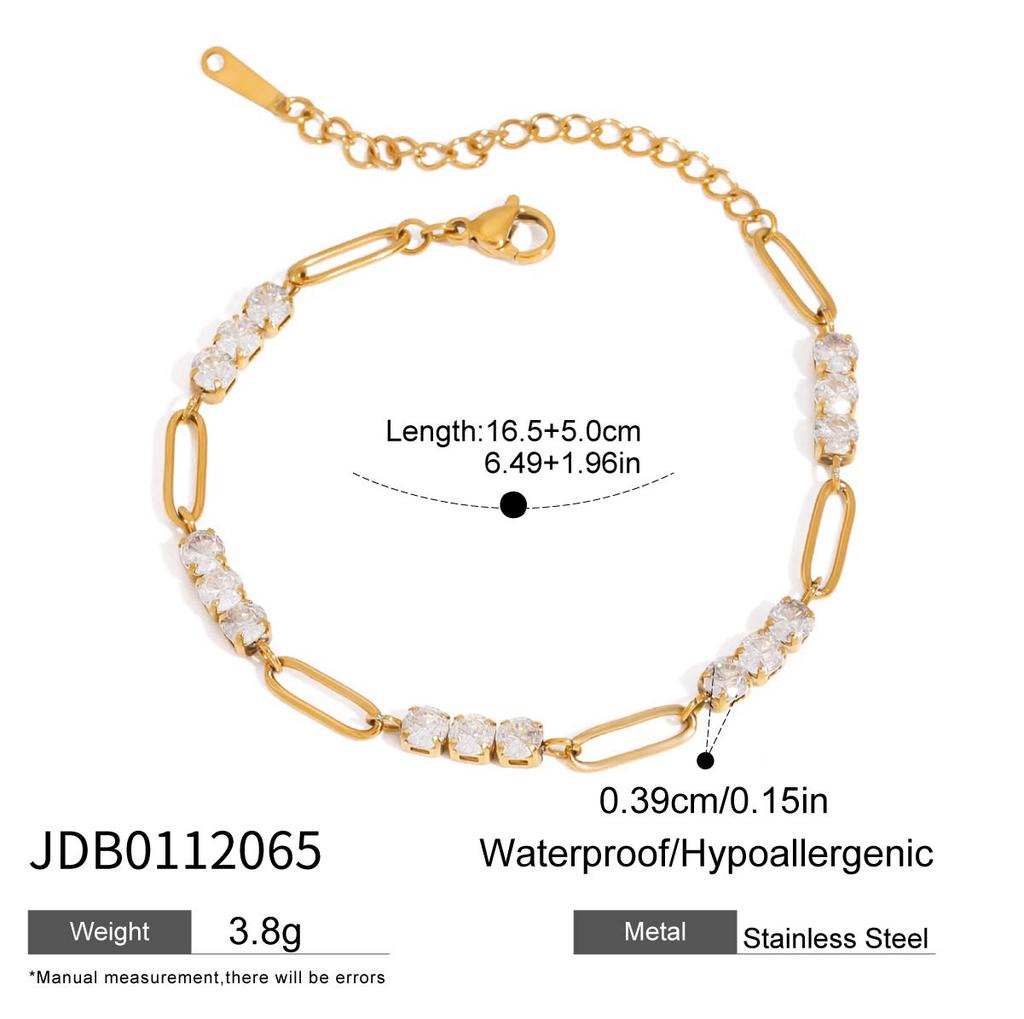Youthway Stainless Steel Chain Bracelet With Heart-Shaped Zirconia And Gold Color Plating For Women Casual Everyday Jewelry Gift