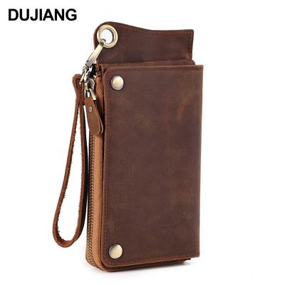 Echte Crazy Horse Leder Geldbörse für Herren, RFID Multi-Kartenhalter, Top-Grain Rindsleder Ausweisetui Clutch