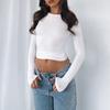 Women's Solid Color Base Round Neck T-shirt Spicy Girl Spring Autumn Slim Fit Slimming Long Sleeved Top T-shirt