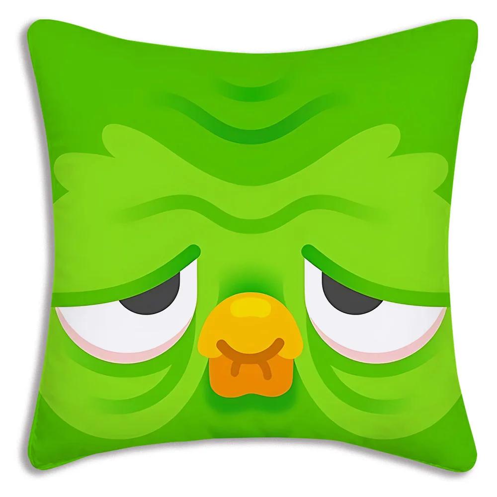 Duolingo Örngott Tecknad Soffa Dekorativ Hem Dubbelsidig Tryckning Kort Plysch Söt Kuddfodral