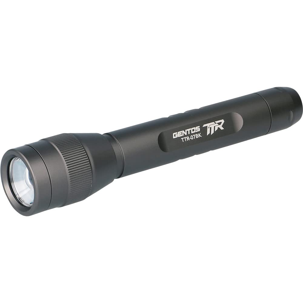 GENTOS TTR-07BK LED Flashlight [170 Lumens / 12 Hours of Operation / Dustproof / Water-Resistant] Uses Two AA Batteries, ANSI Standard
