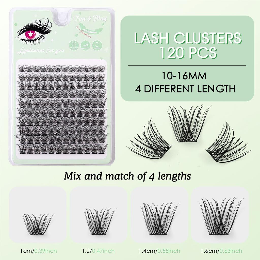 120 Clusters Of D Curly Hair, Dense Curl Single Cluster False Eyelashes, Daily Simulated Eyelashes