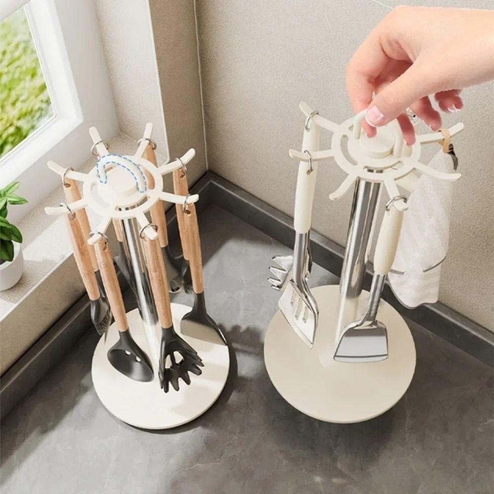 Movable Pot Shovel Rack Stable Base Spoon Hanging Rack Flatware Storage Rack  Kitchen