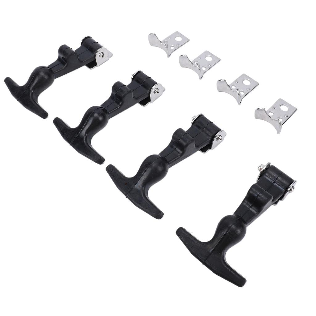 4Pcs Elastic Stainless Steel Rubber Hood Catch Flexible T Handle Hasp Rubber Flexible Draw Latches with Brackets for
