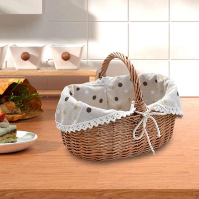 Handwoven Picnic Basket Foods Container Ornament Rural Decorative Practical Storage
