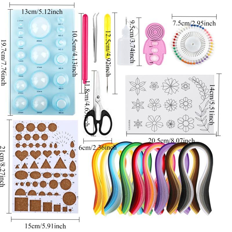 Origami Paper Set, Origami Tools and Materials Pack, Gradually Changing Color Origami Strips, Origami Tool Set 518