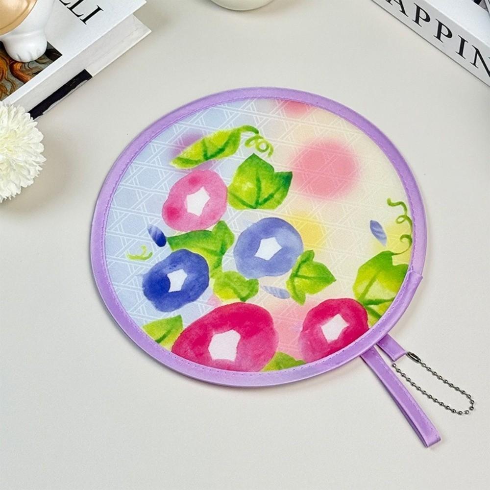 Japanese Style Folding Fan Mini Size Round Decorative Fan Summer Handheld Fan