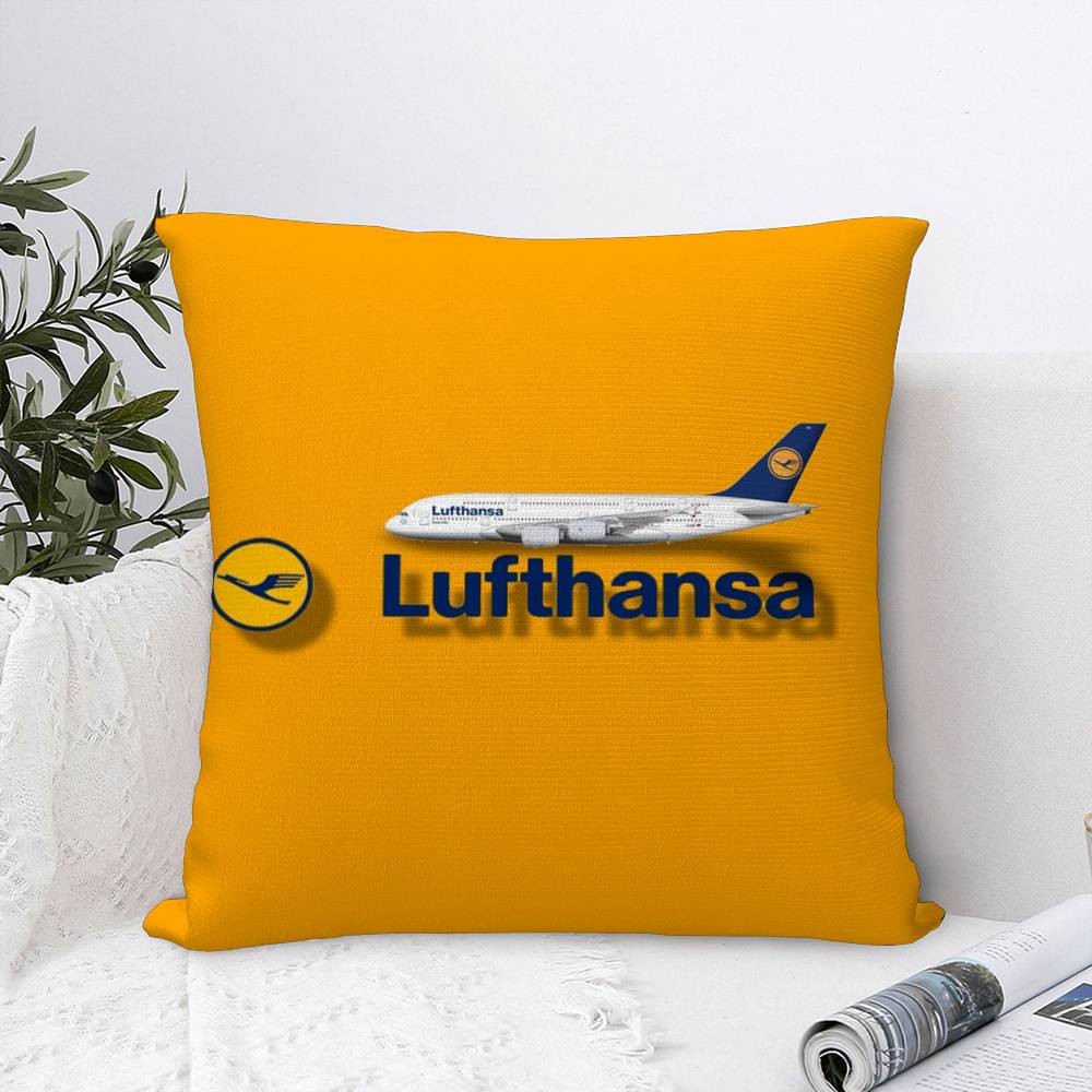 

L-Lufthansa German Airlines Наволочка Декоративная для дивана Домашняя Двусторонняя печать Плюшевые Квадратные Наволочки для подушек-подушек Декор 12x12Inch
