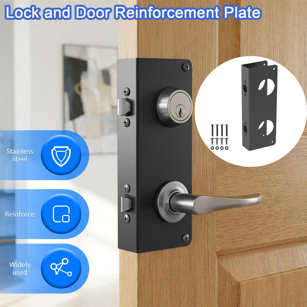 Stainless Steel Lock and Door Reinforcement Plate Heavy Duty Security Repair Plate for 1-3/4 In Thick Doors for Reinforcing and