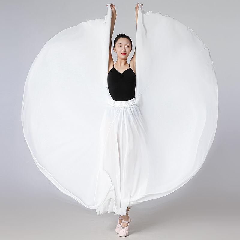 720-Grad-Chiffonrock für Balletttanz, Damen, Gypsy-Skate-Rock, lange Röcke, Tänzerin, Übungskleidung, professioneller Bühnentanzrock