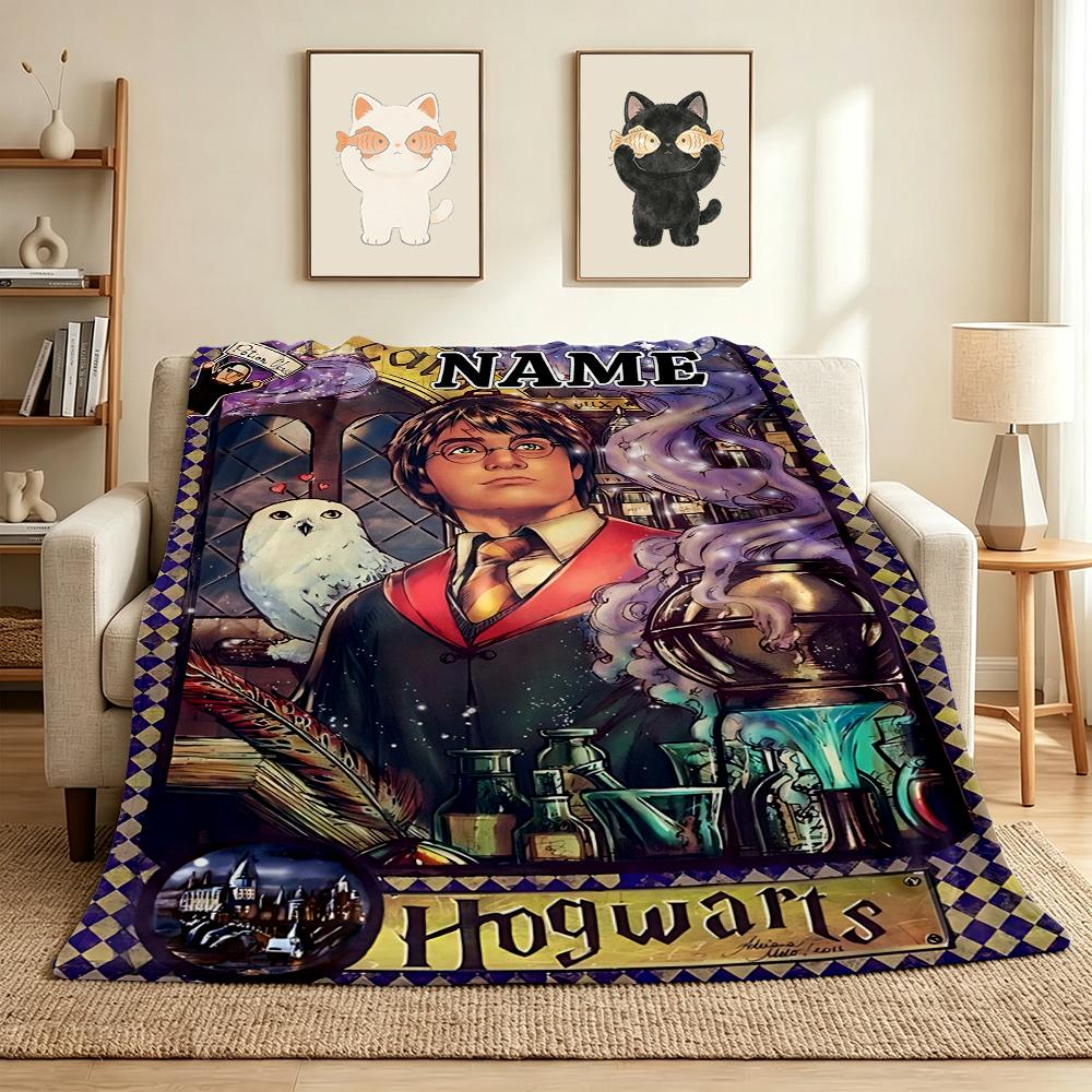 Custom Name Harry Potter Flannel Blanket Throw Blanket Soft Warm Sofa Bed home Decor Unique Gift