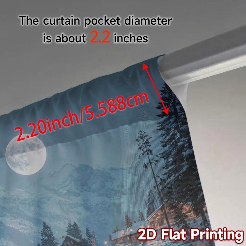 2pcs   2D FLAT PRINTING Curtains (Without Rod) Moonlit Wolves(1) Chic Curtain Chic Polyester Curtains Festive Decorative for