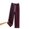 Spring Cotton Colorblock High Waist Casual Banana Pants - Plus Size, Slimming, Versatile Straight Leg with Pockets