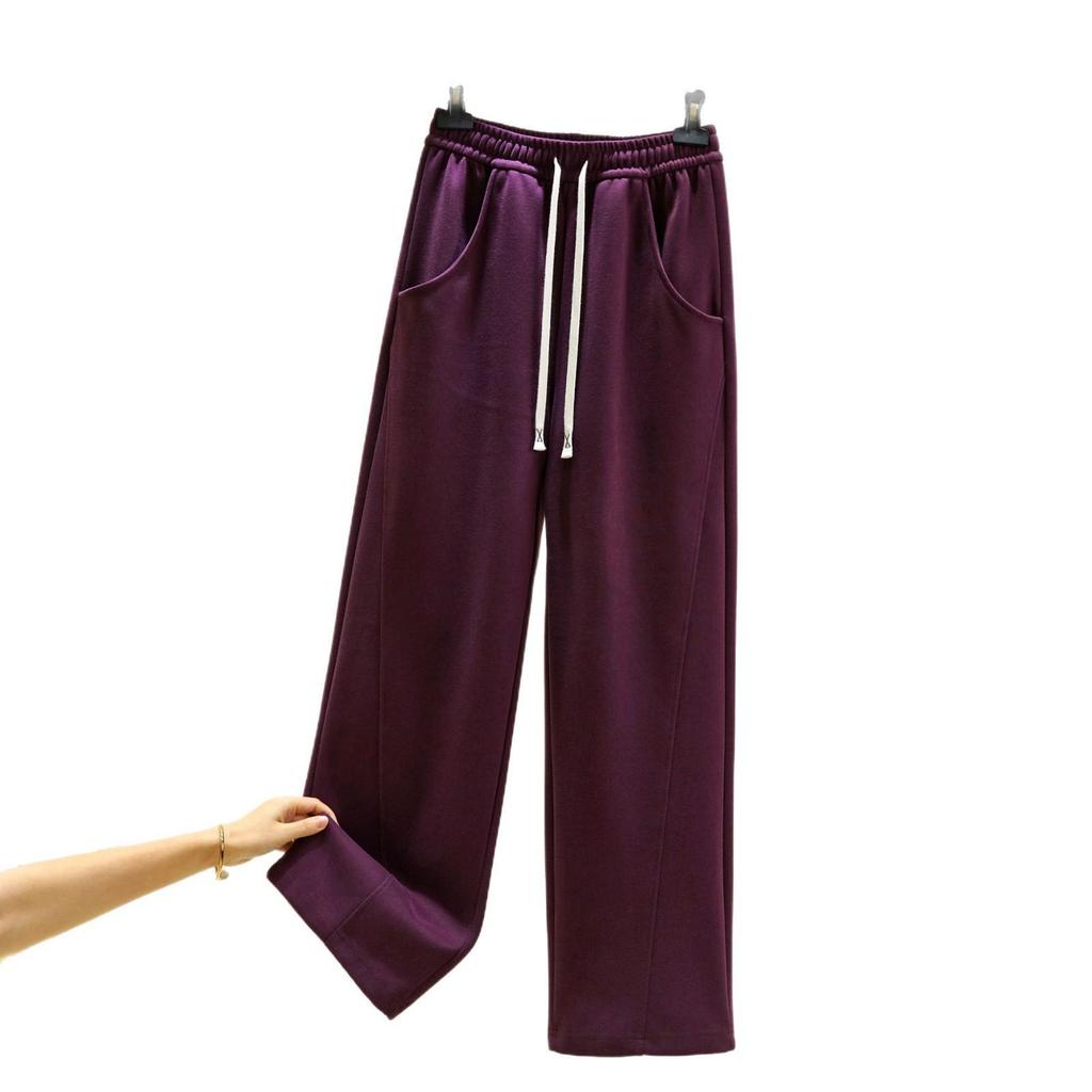 Spring Cotton Colorblock High Waist Casual Banana Pants - Plus Size, Slimming, Versatile Straight Leg with Pockets