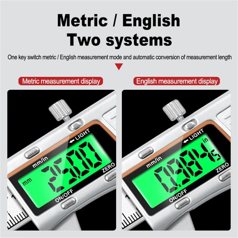 Șubler digital, șubler Vernier 0-6 inchi cu ecran LCD, carcasă metalică de înaltă precizie din oțel inoxidabil