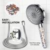 Handheld Shower Head Complete Kit with Mineral Bead Water Purifier Multi Spray Modes No Tools Needed for Softening Hard Water