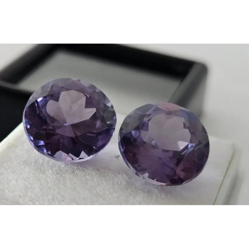 Round Cut Natural Alexandrite Color Change 12-13 Ct Pair Fabulous Gemstone