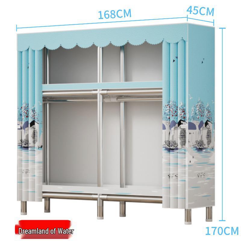Durable Steel-Framed Wardrobe with Reinforced Fabric for Bedroom Storage, Assembly Required