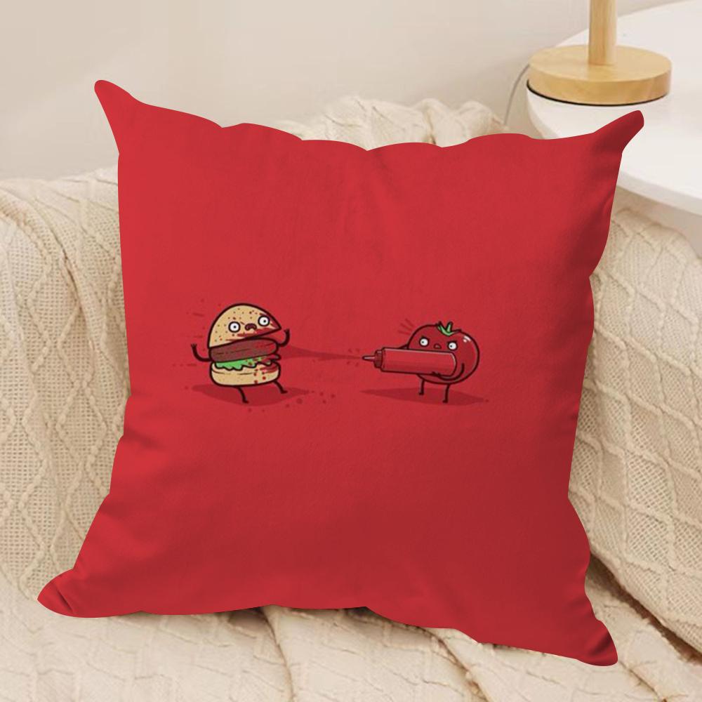

Funny KKetchup Cushion Cover Soft Plush Throw Pillow Cover DoubleSided Printed Cushion Case Cozy Sofa Home Decor 30x30cm