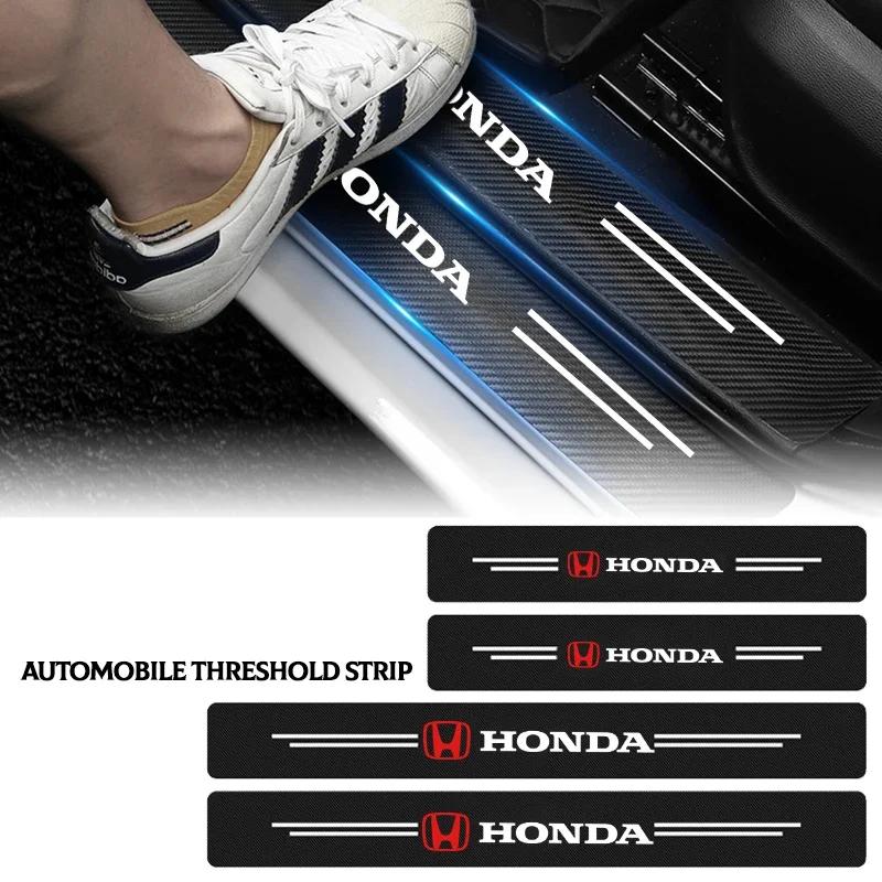 FIT Car New Honda 4PCS Carbon Fiber Car Sticker Auto Door Threshold Waterproof Stickers For Honda Civic Jazz Accord Pilot Passp