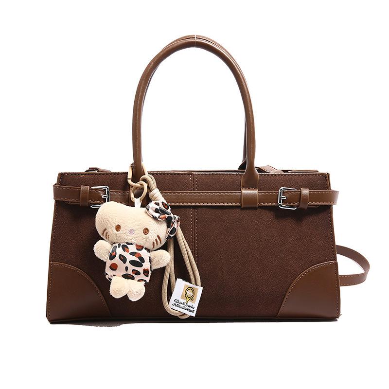 

Retro trendy armpit bag women s autumn and winter new niche fashion small square bag high-end oblique span bag women s B bag without pendant темно-коричневого