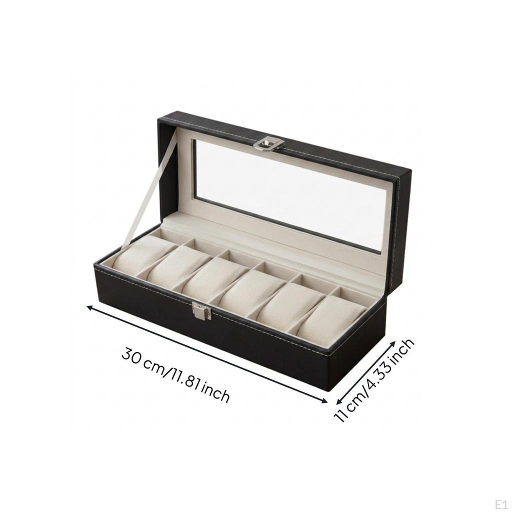 Watch Display Box with Window 6Slot OrganizerThrough for Collectors, Desktop, Retail
