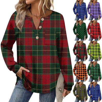 Damen Retro Bedrucktes Modisches Langarm-Top