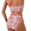 European And American Trend Printing Split Swimsuit Female Sexy Fungus Edge Bikini Suit