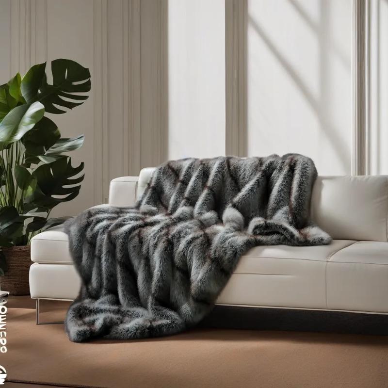 Luxury Faux Fur Blanket High-end Bed Fox Fur Blankets For Beds Plaid on The Sofa Cover Decoration Home Blankets And Throws