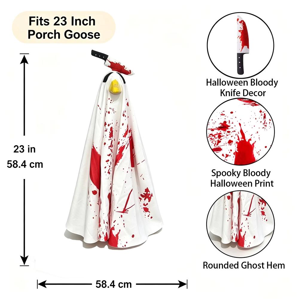 AL692573830992 Best Seller Halloween White Goose Costume Outdoor Ghost Porch Clothes 23 Inch Lawn Plastic Hat Cloak Polyester