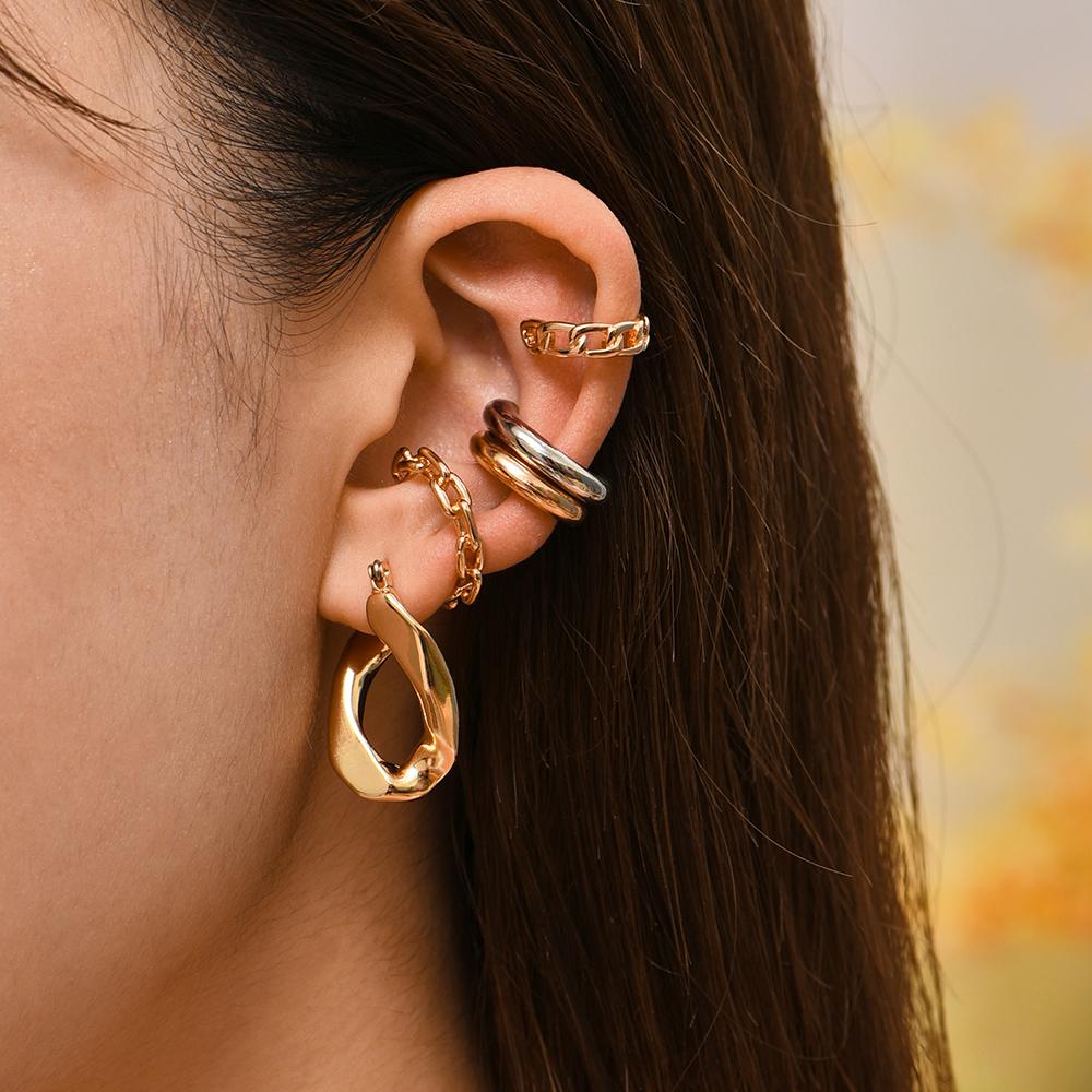 New Arrival Multicolor CZ Crystal Ear Cuff Stackable C Shaped Ear Clips No Pierced Cartilage Earring for Women Earcuffs