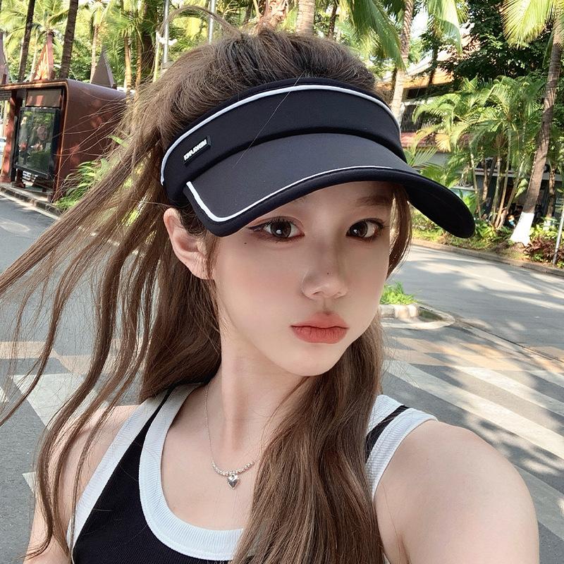 Black Sunscreen Hat Women's 2025 New Popular Summer UV Protection Empty Top Sports Running Outdoor Sun Hat