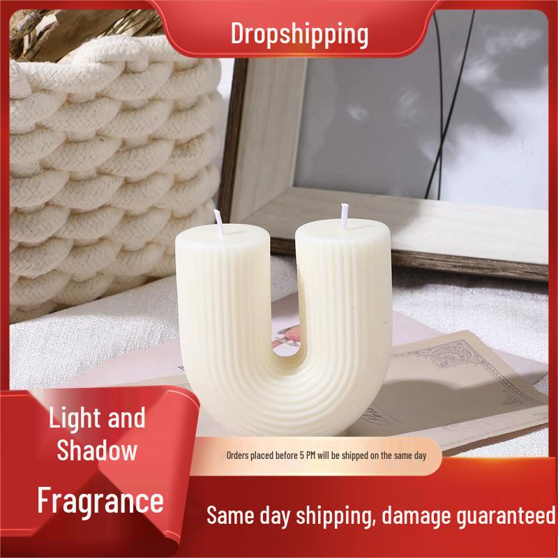 Trendy Rainbow Bridge U-Shaped Geometric Aromatherapy Candle for Home and Birthday Decor