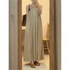 Coffee Break French Chic Neck Sling Dress Art High-end Temperament Khaki Sleeveless Vest Skirt Children