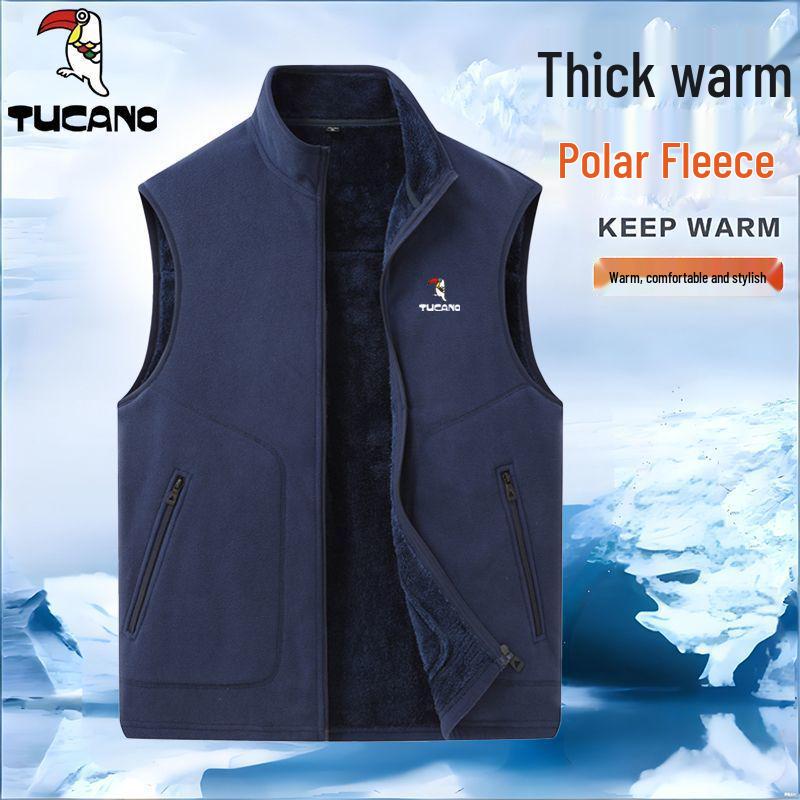 Woodpecker Men s Double-Sided Fleece Gilet with Stand Collar 3XL (150-170 lbs)