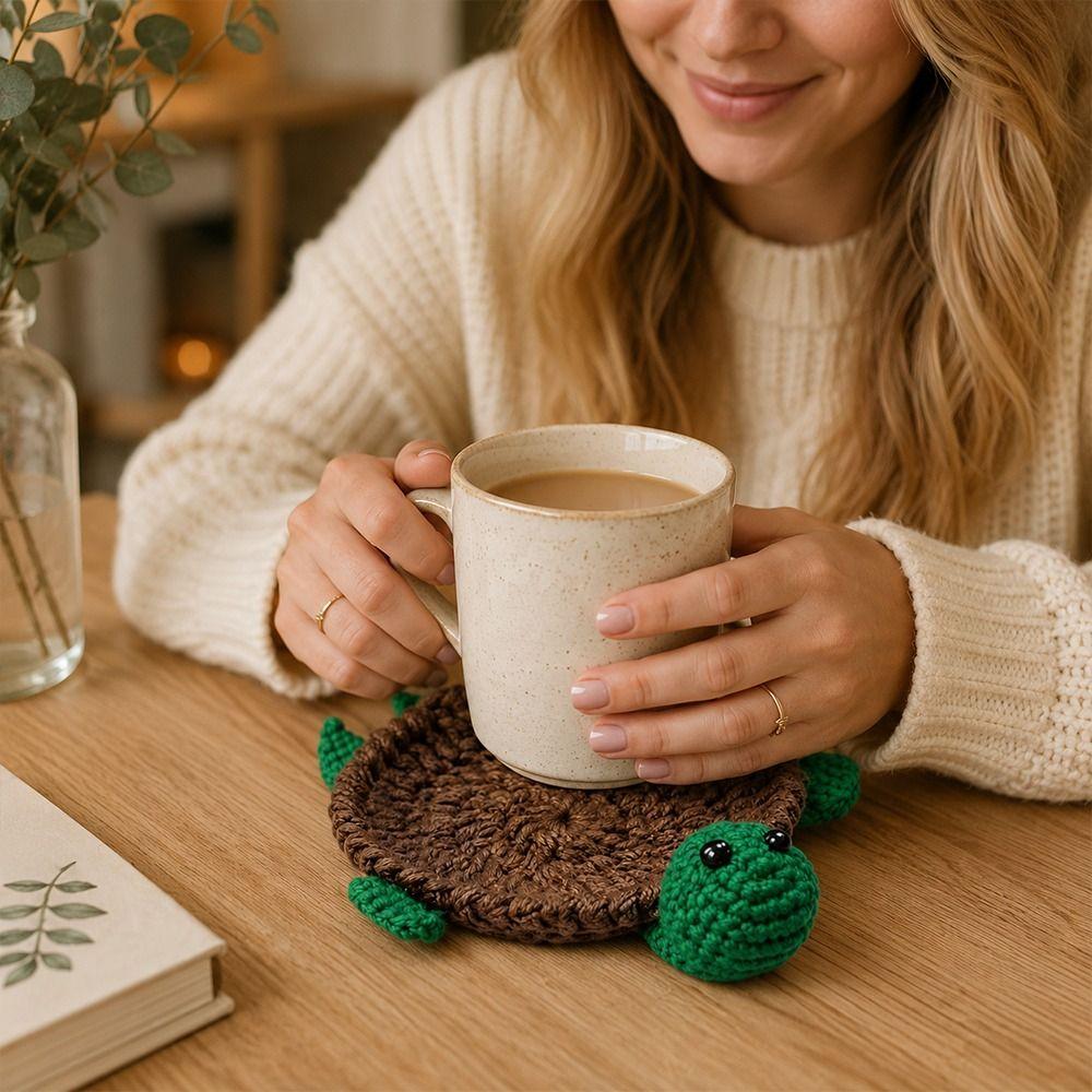 Handmade Crochet Craft Crochet Animal Coaster Heat Insulation Coffee Pad  Home Kitchen Table Decor