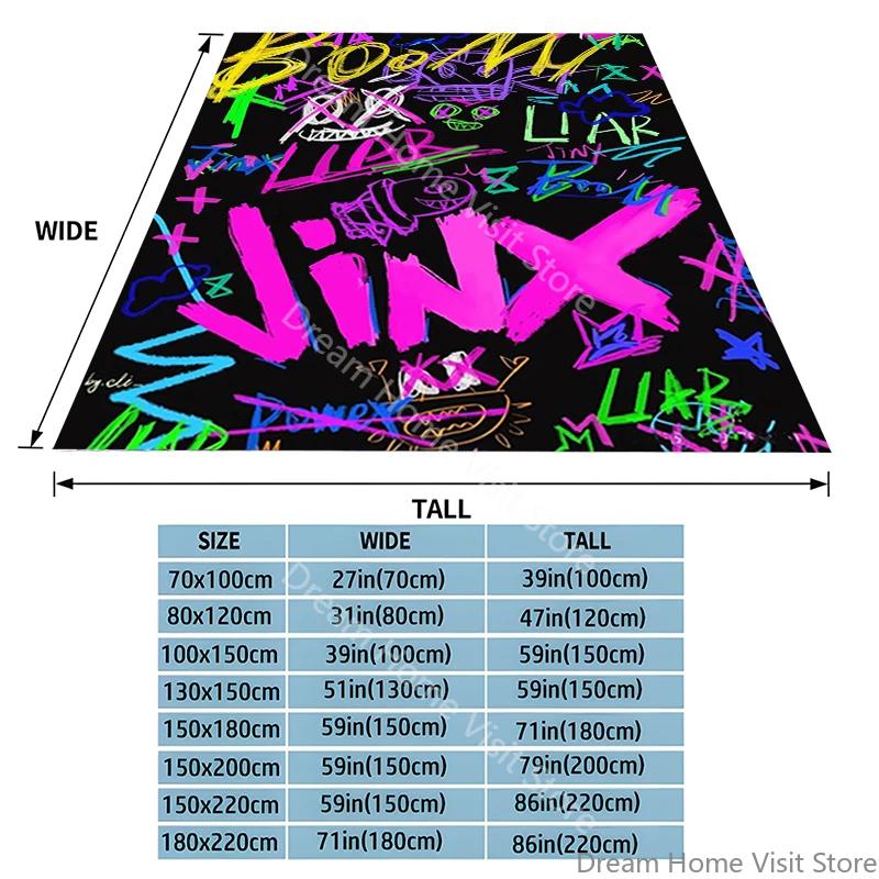 1PC Contemporary Graffiti Style Flannel Throw Blanket, Jinx & Boom Character Print, Multipurpose for Couch, Bed,Travel & Camping