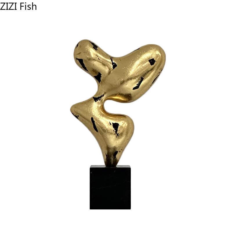 Minimalist Gold-plated Geometric Statue Desk Decoration Abstract Artwork Ornaments Creative Sculpture Room Aesthetic Decor
