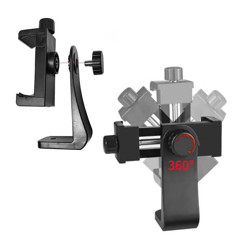 Universal 360 Degree Phone Clip Tripod Mount with 14 Screw Holder Compatible for iPhone Cellphone Desk Adapter