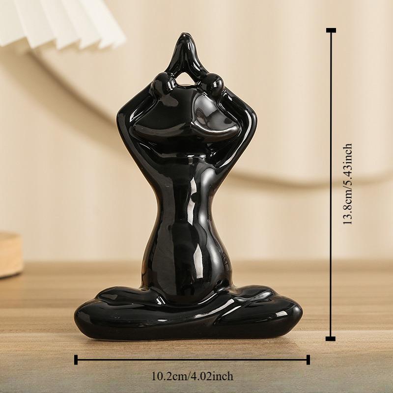 Home Decor Frog Abstract Art Ceramic Yoga Poses Figurine Porcelain Lady Figure Statue Studio Decor Ornament Indoor Decoration