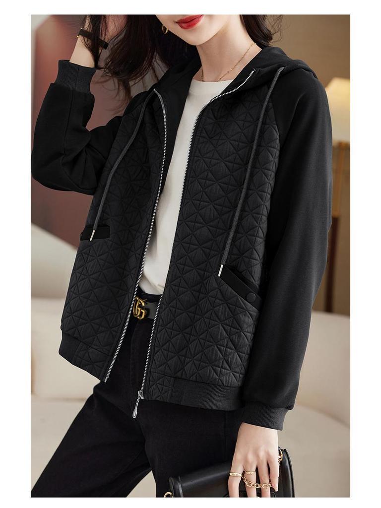 Women's Spring/Autumn Hooded Jacket 2025: Trendy, Versatile, Loose-Fit Short Top for Middle-Aged Women