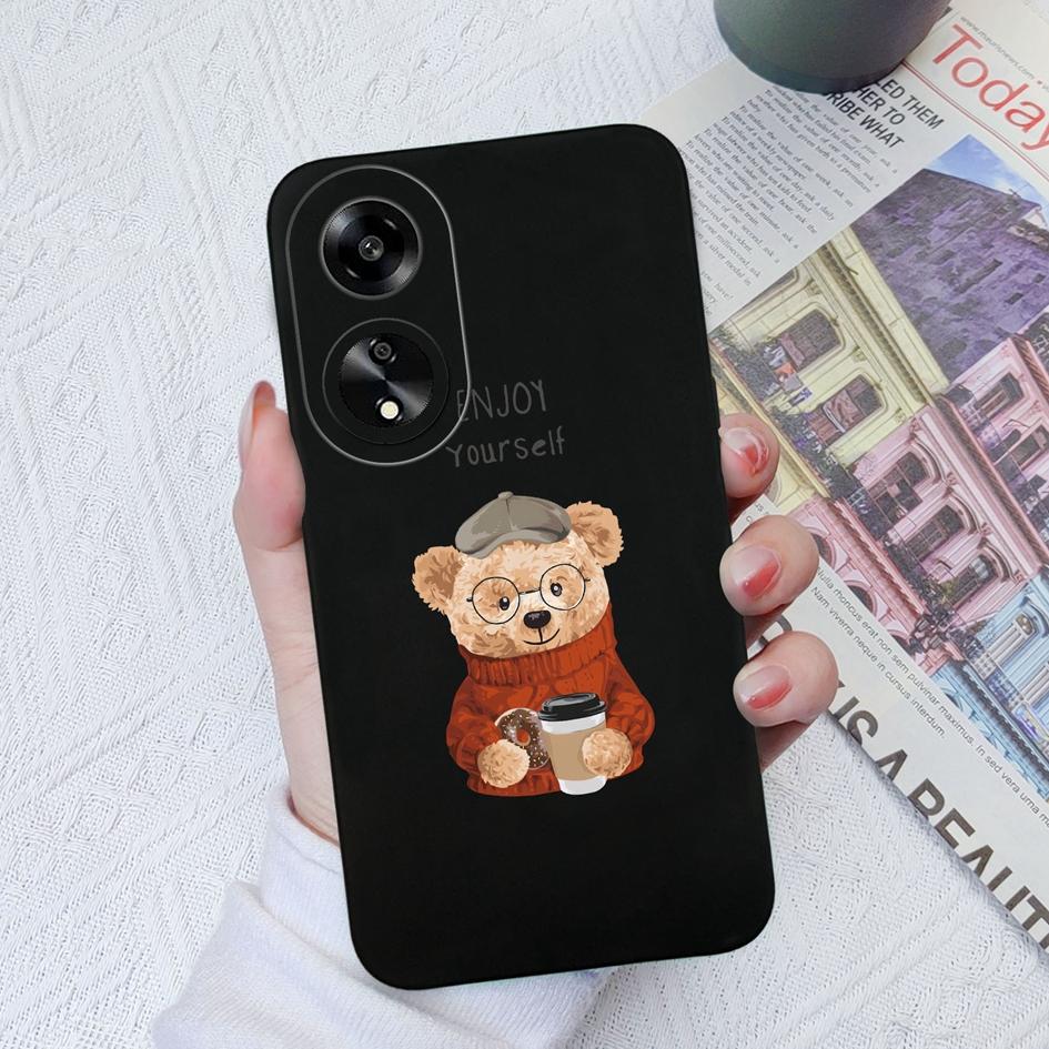 For Oppo A11 A1K A55 A1 A7 A15 A35 A52 Phone Case Cute Cartoon Little Bear Pattern Liquid Silicone Anti Slip Protective Soft Back Cover For Oppo Shell
