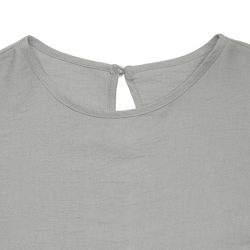 VEZFAA Women's Fashion Summer Spring Solid Color Print 1/2 Sleeves O-Neck Loose Waistline Casual Dresses