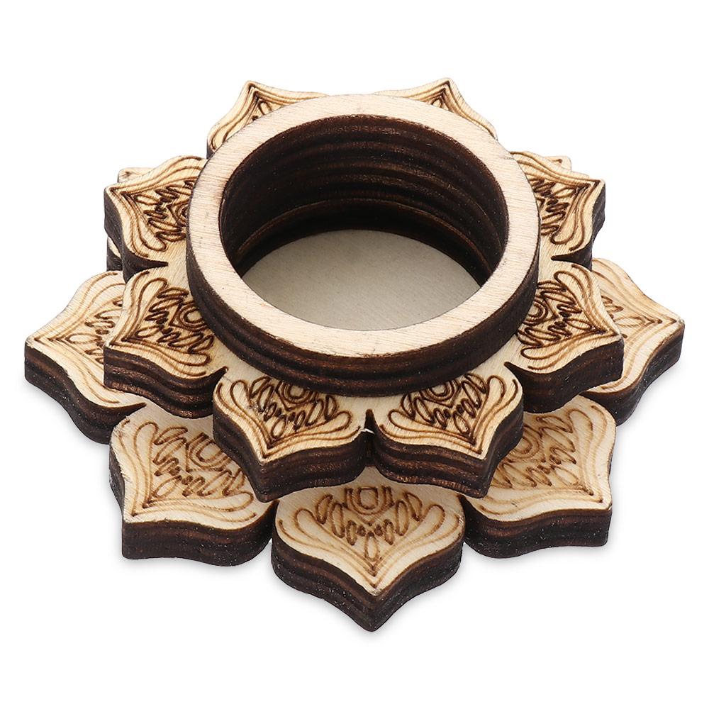 

Wood Crafts Lotus Pattern Crystal Carving Wooden Ornaments Crystal Ball Base Meditation Decor Wood Base