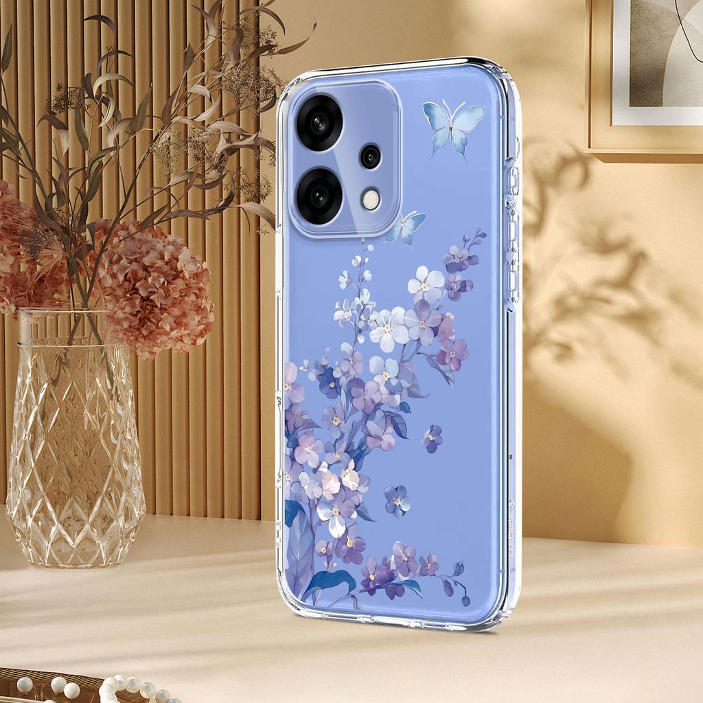 For Oppo Reno14 5G (Global)/Oppo Reno14 5G (China)/Oppo Reno14 F 5G Case Butterfly Floral Pattern Printing TPU Phone Back Cover