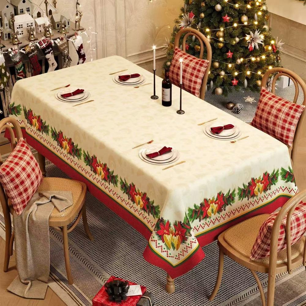 Festive Christmas Tablecloth for Dining Table Holiday Decor Home Party Theme Cover