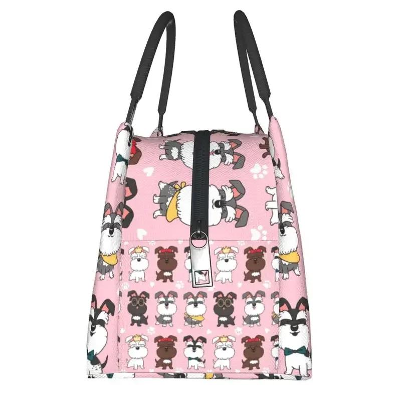 Kawaii Fashion Miniature Schnauzer Dogs Insulated Lunch Bag for Outdoor Picnic Animal Resuable Cooler Thermal Lunch Box Women