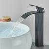Quyanre Matte Black Waterfall Basin Faucet Single Handle Mixer Hot Cold Water Basin Crane Tap For Bathroom Wash Basin Mixer Tap